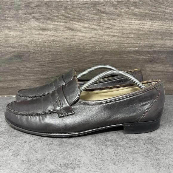 BALLY Loafers Mens Size 10 Brown Leather Slip On Dress Shoes
